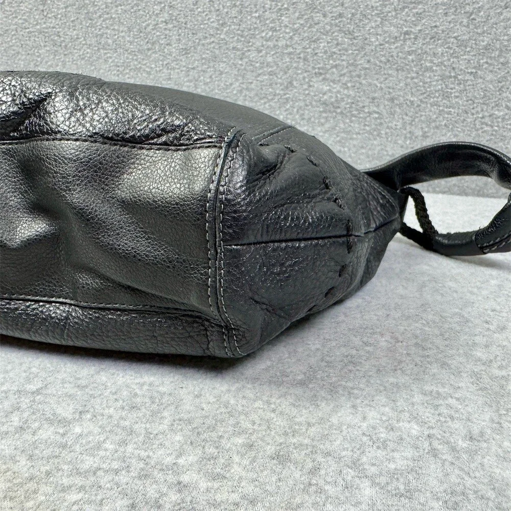 the Sak Womens Black Leather Hobo Shoulder Bag Zip Top Slouch Purse Medium